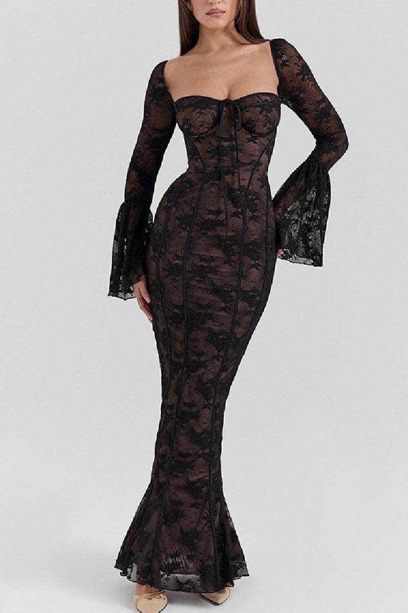 Sheath Column Maxi Lace Formal Evening Dresses 837990022170 - COCOMELODY